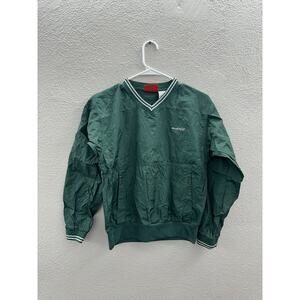 Sportrax Boys Windbreaker Size Medium Green Pullover Long Sleeve Vintage